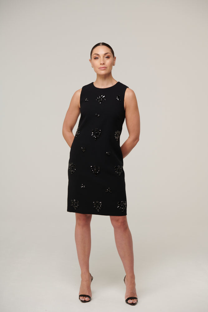 Crystal beaded, sleeveless shift dress PRANVERA Crystal beaded, sleeveless shift dress PRANVERA